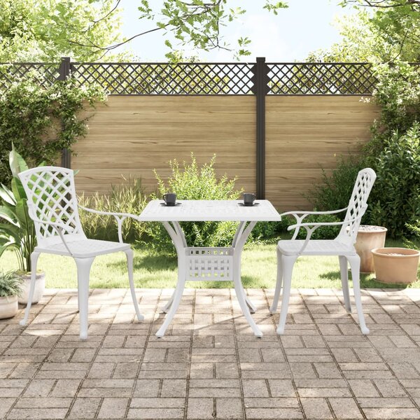 3dílný bistro set bílý litý hliník