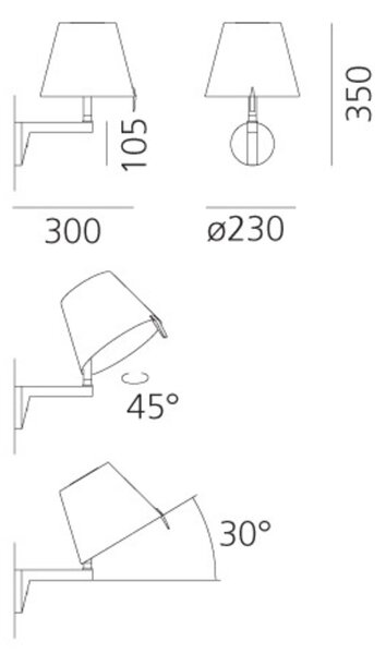 Artemide nástěnné svítidlo Melampo Wall E14 bronz ecrù 220-240 V max 6 W