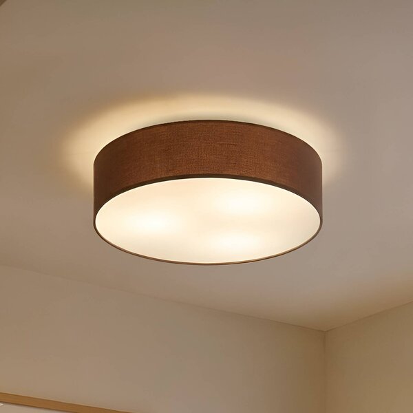 Lindby Stropní světlo Sebatin, Ø 50 cm, světle hnědá, tkanina, E27, stmívatelný, Hnědá / rez, Ložnice, Textil / tkanina / hedvábí, Moderní