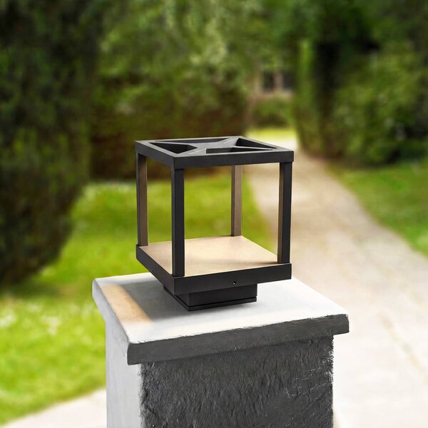 Lucande Podstavná lampa LED Lealan, černá, kov, 23 cm, IP54, Černá, Hliník, Moderní