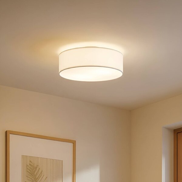 Lindby Stropní světlo Sebatin, Ø 40 cm, krémová barva, látka, E27, stmívatelný, Krémová / jantar, Ložnice, Textil / tkanina / hedvábí, Moderní