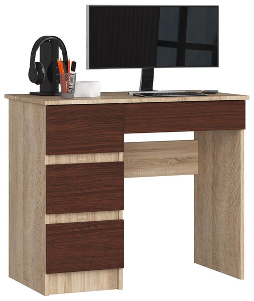 Moderní psací stůl ZEUS90L, dub Sonoma / wenge