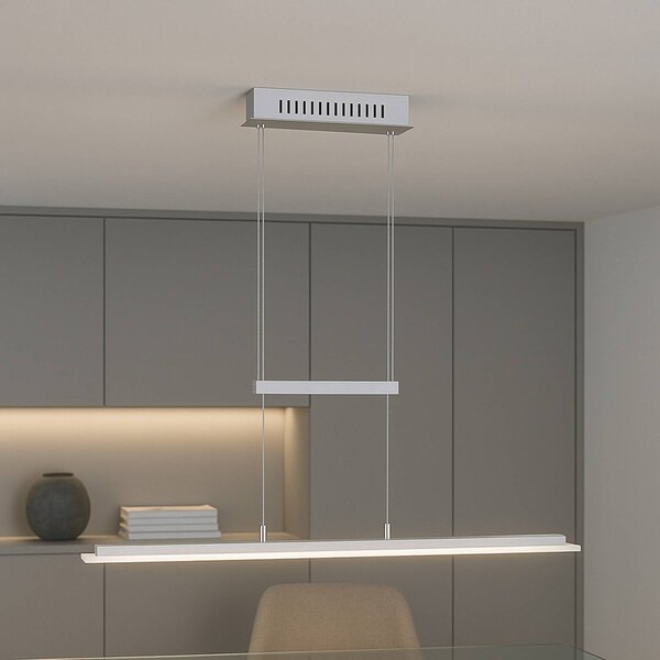 FISCHER & HONSEL Závěsné svítidlo LED Tenso, nikl, 115 cm, kov, stmívač, stmívatelný, Hliník / šedá / zinek, Obývací pokoj / jídelna, kov, Moderní