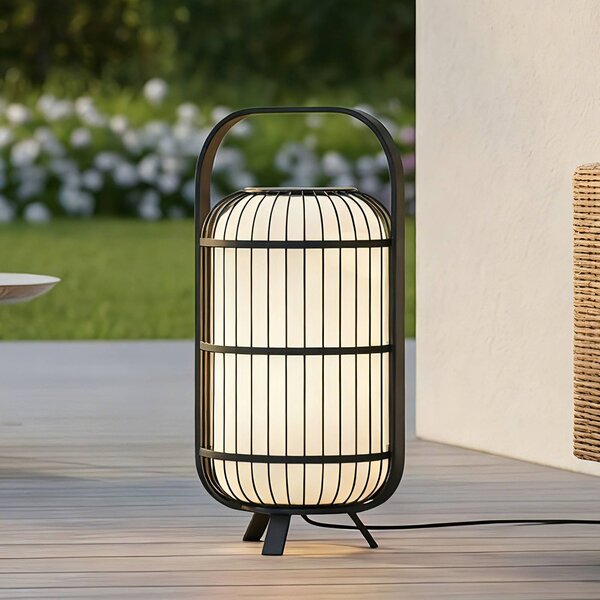 Lucande Terasové svítidlo Tayori, černé, 64 cm, IP44, Černá, Hliník, Design