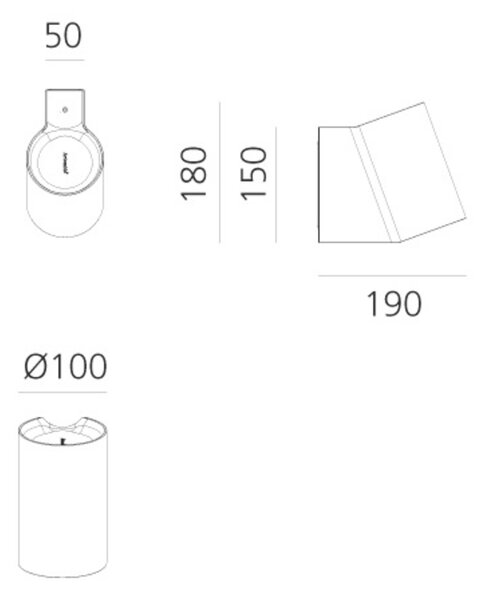 Artemide nástěnné svítidlo Oblique Wall 23 W 3000K antracit