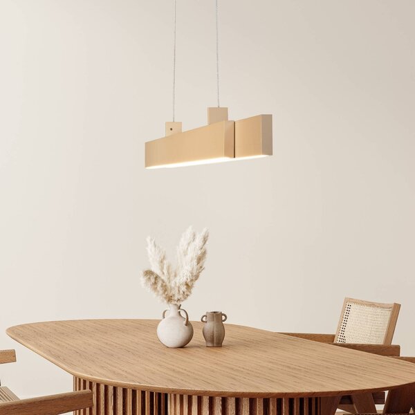 FISCHER & HONSEL Závěsné světlo LED Vayana, délka 114 cm, písková barva, kov,, stmívatelný, Krémová / jantar, Obývací pokoj / jídelna, kov, Moderní