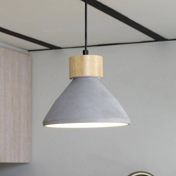 OSRAM Závěsné světlo CONCRETE WOOD, šedá, Ø 22 cm, beton, E27, stmívatelný, Hliník / šedá / zinek, Obývací pokoj / jídelna, Beton, Young lifestyle