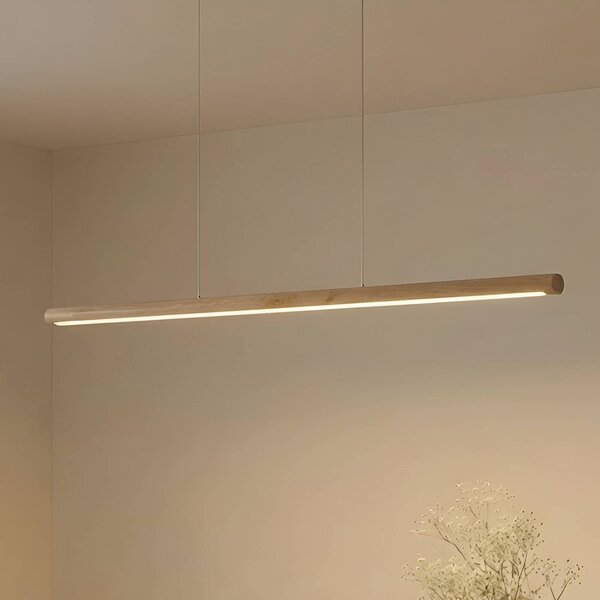 Lucande LED závěsné světlo Maruta, dřevo, paprsek, 120 cm, 3000K, Světlé dřevo, Obývací pokoj / jídelna, Dřevo, Moderní