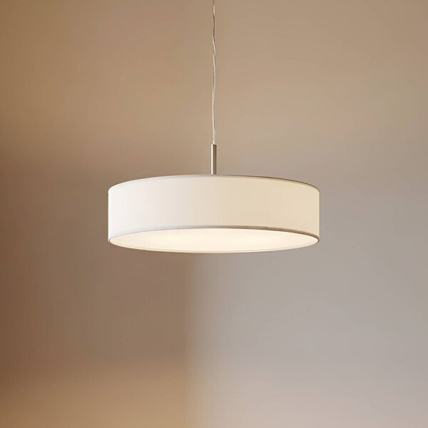 Lindby závěsné světlo Sebatin, Ø 50 cm, bílá, látka, E27, stmívatelný, Krémová / jantar, Kuchyň, Textil / tkanina / hedvábí, Moderní