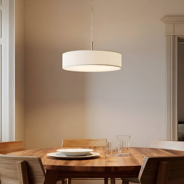 Lindby závěsné světlo Sebatin, Ø 50 cm, bílá, látka, E27, stmívatelný, Krémová / jantar, Kuchyň, Textil / tkanina / hedvábí, Moderní