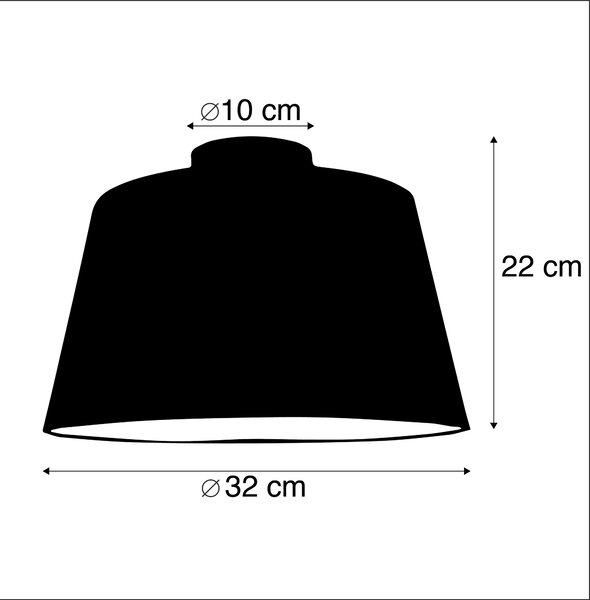 Stropní svítidlo s bavlněným stínítkem černé se zlatem 32 cm - Combi Black