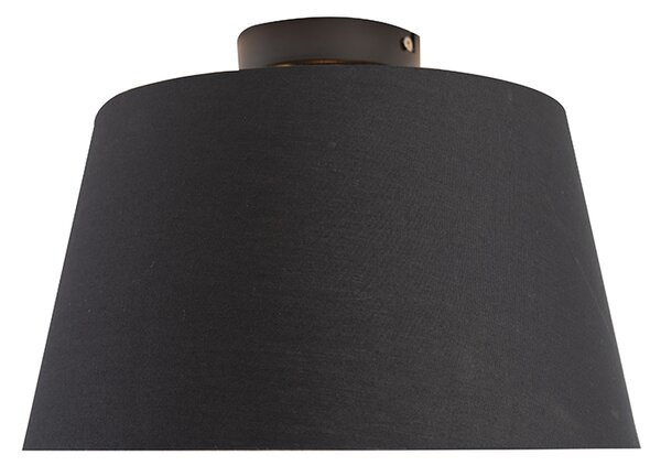 Stropní svítidlo s bavlněným stínítkem černé se zlatem 32 cm - Combi Black