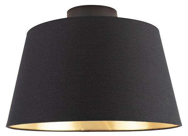 Stropní lampa s bavlněným stínidlem černá se zlatem 32 cm - černá Combi