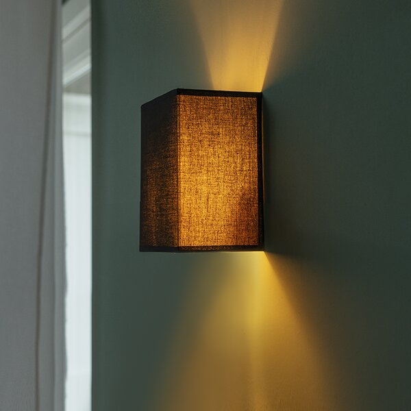 Rustikální nástěnná lampa černá - Vete