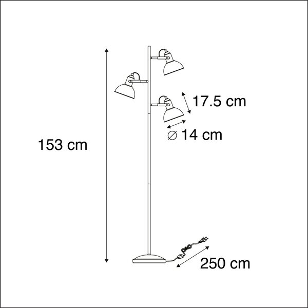 Chytrá stojací lampa černá se zlatou 3-světla vč. 3 WiFi P45 - Tommy