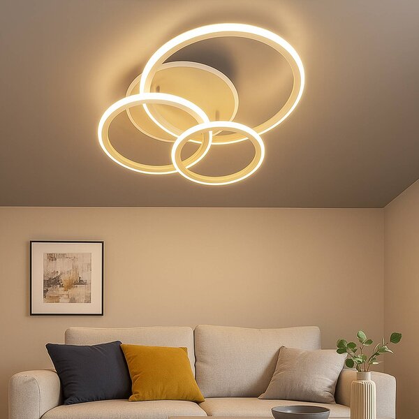 FISCHER & HONSEL LED stropní svítidlo Gelder, 60 cm, greige/písková, RGBW,, stmívatelný, Obývací pokoj / jídelna, kov, Moderní