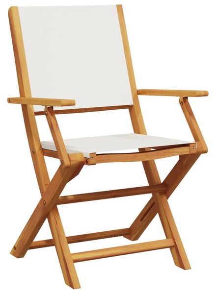 3dílný bistro set krémově bílý textil a masivní dřevo
