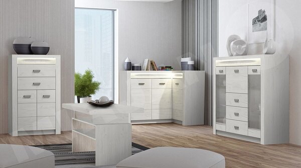 Nábytek do obýváku Nadia II, Osvětlení: osvětlení LED, Barva: jasan tmavý 5902928862959