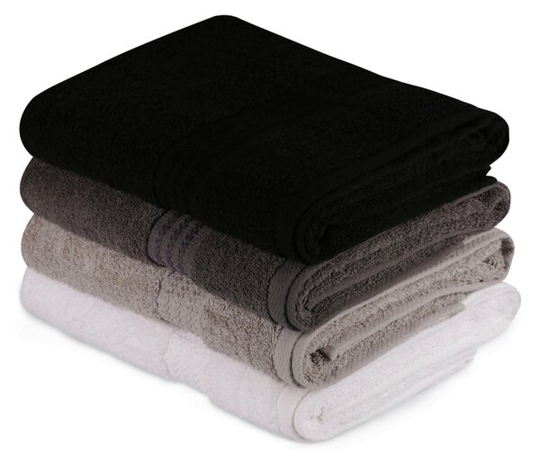 SADA OSUŠEK DO SPRCHY, 70/140 cm, černá, bílá, tmavě šedá, šedá 4dílné - Sady ručníků, Online Only