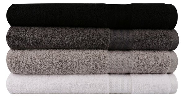 SADA OSUŠEK DO SPRCHY, 70/140 cm, černá, bílá, tmavě šedá, šedá 4dílné - Sady ručníků, Online Only