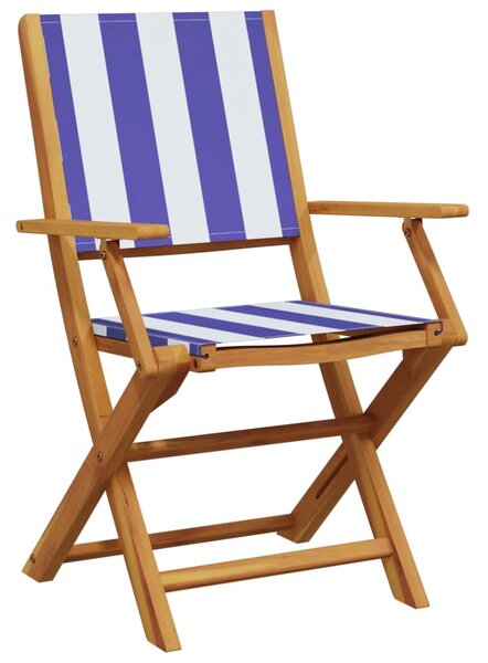 3dílný bistro set modrý a bílý textil a masivní dřevo