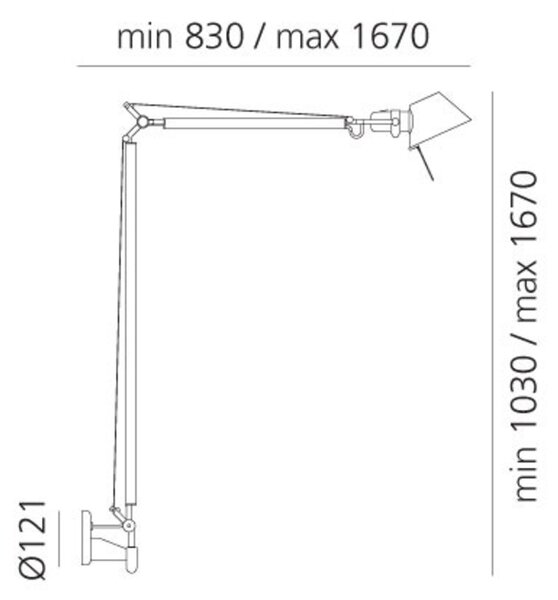 Artemide nástěnné svítidlo Tolomeo Braccio E27 max 12 W 220-240 V