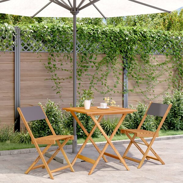 3dílný bistro set antracitový textil a masivní dřevo