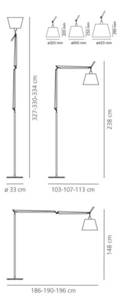 Artemide stolní/stojací/nástěnná LED lampa Tolomeo Mega 31 W 2700K stmívatelná bez stínítka a základny