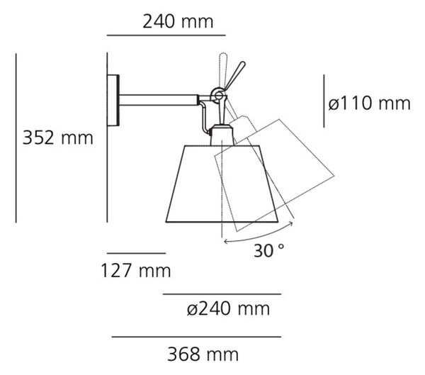 Artemide nástěnné svítidlo Tolomeo Wall Diffusor 24 E27 max 17 W bez stínítka