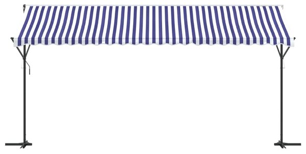 Volně stojící markýza modrá a bílá 500 x 300 cm textil a ocel