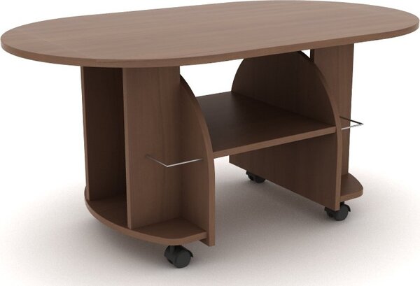 Bradop Oválný konferenční stolek Vít K12 pojízdný | Provedení: DB - dub bordeaux
