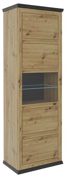 VITRÍNA, tmavě šedá, dub artisan, 69,6/209,4/43 cm Hom`in - Kredence a vitríny