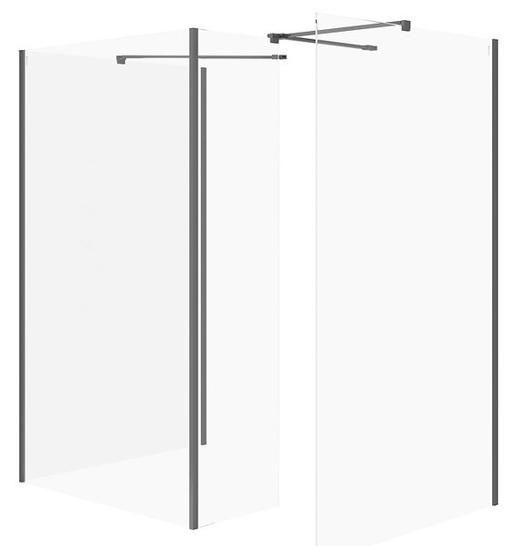 Cersanit Mille, sprchový kout typu Walk-In 90x90x90x30x200 cm, 8mm čiré sklo, černý profil, S601-194