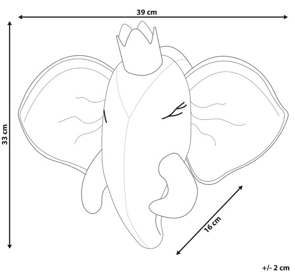 Nástěnná dekorace pro děti Slon TANTOR Bavlna 33 cm Šedá