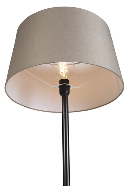 Stojací lampa černá s lněným stínítkem taupe 45 cm - Simplo