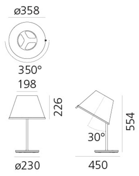 Artemide stolní lampa Choose E27 max 12 W Design Collection pergamen/chrom