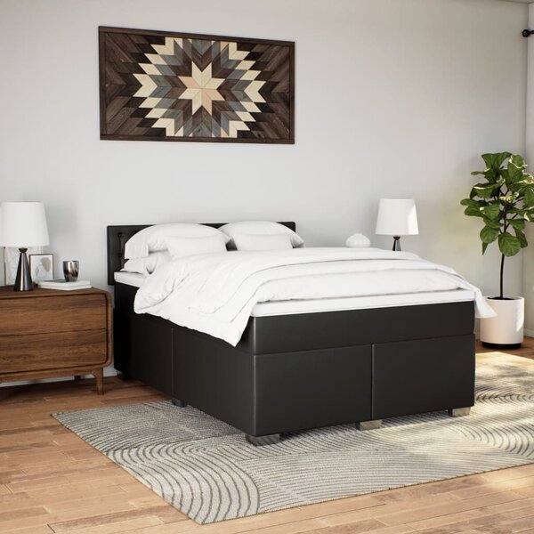 Box spring postel s matrací černá 140 x 190 cm umělá kůže 3286120
