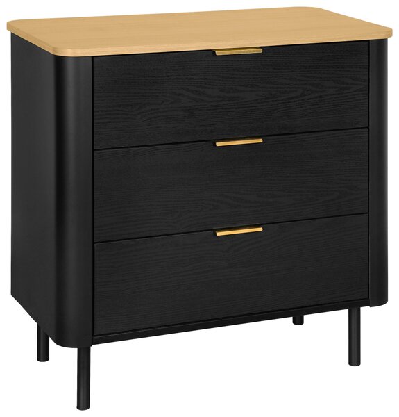KOMODA, černá, barvy dubu, 73/75/40 cm Xora - Komody na nožičkách, Online Only
