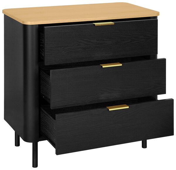 KOMODA, černá, barvy dubu, 73/75/40 cm Xora - Komody na nožičkách, Online Only