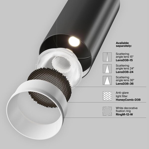 Maytoni Reflektorové LED svítidlo FOCUS 12W pro systém 1F systém UNITY, v. 15,8 cm, 3000K nestmívatelné