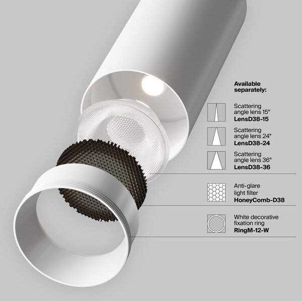 Maytoni Reflektorové LED svítidlo FOCUS 12W pro 1F systém UNITY, v. 15,8 cm, 3000K TRIAC