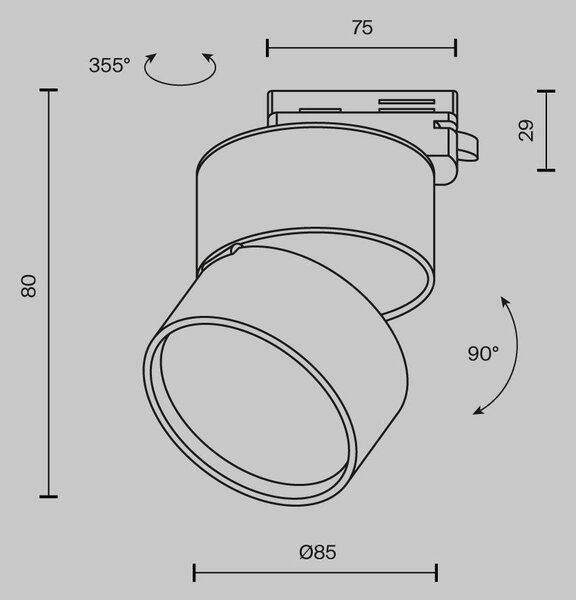 Maytoni LED svítidlo ONDA bílé 12W pro 1F systém UNITY, v. 80 mm, 4000K nestmívatelné