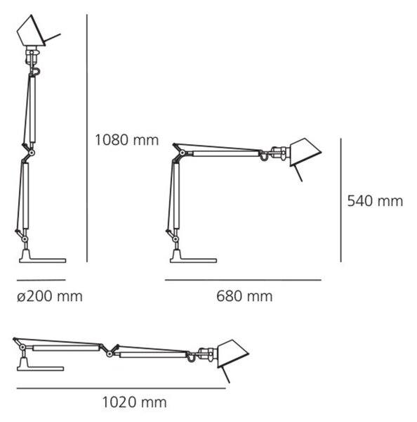 Artemide stolní/nástěnná lampa Tolomeo Mini 8 W E27 hliník bez podstavce