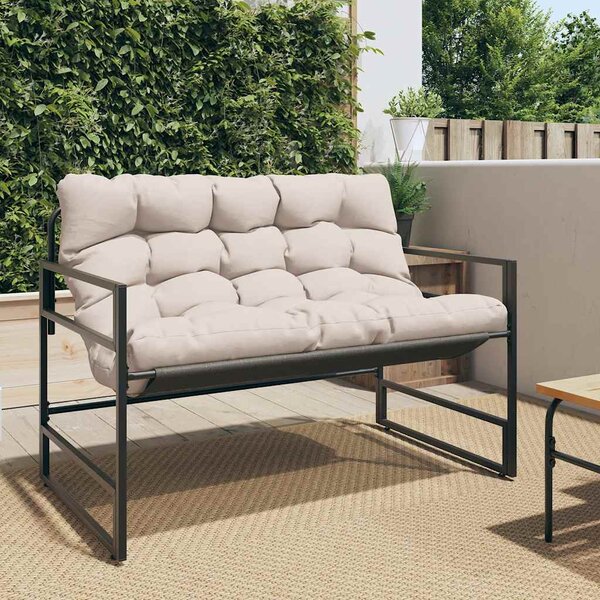 Zahradní lavice s poduškou taupe 113 cm ocel