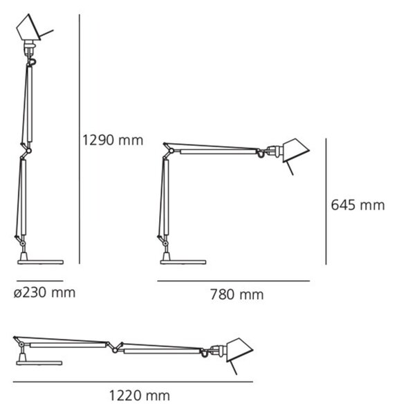 Artemide stolní LED lampa Tolomeo 10 W 3000K stmívatelná s čidlem přítomnosti bez podstavce