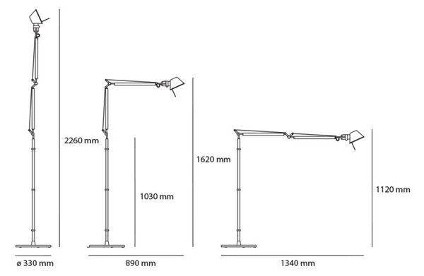 Artemide stojací lampa Tolomeo LED TW 11 W stmívatelná bez základny