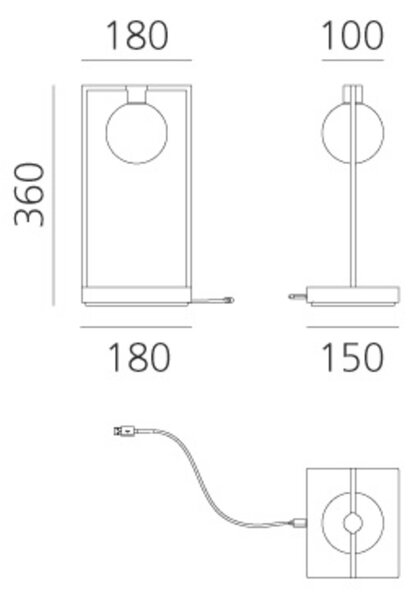 Artemide stolní LED svítidlo Curiosity 36 1,7 W 3000K stmívatelné bateriové