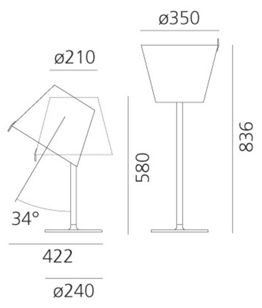 Artemide stolní lampa Melampo Table E27 max 2x17 W šedá