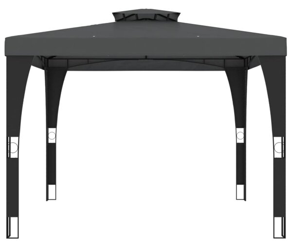 Altán s dvojitou střechou antracitový 2,98 x 2,98 m ocel