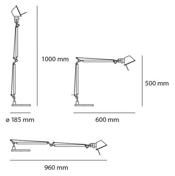 Artemide stolní LED lampa Tolomeo Midi 7 W 3000K stmívatelná bez podstavce